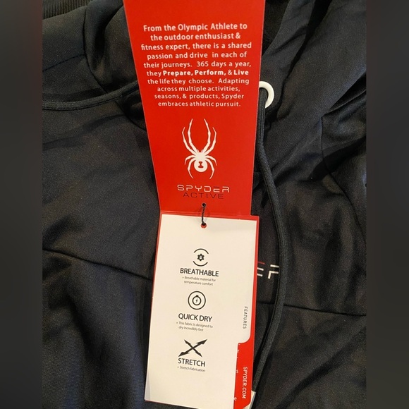 Spyder Black Long Sleeve Lined Active Performance Hoodie Sweatshirt NWT Size M - Picture 8 of 8